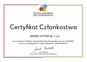 Jesteśmy członkiem Polsko–Ukraińskiej Izby Gospodarczej na rok 2023
