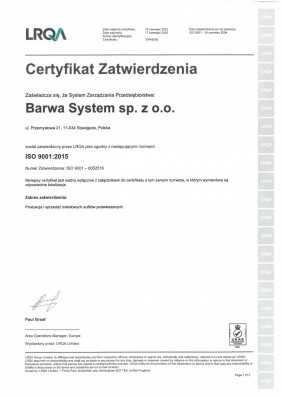 Certyfikat Zatwierdzenia LRQA